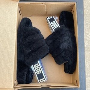 UGG Fluff Yeah Black Slides size 8